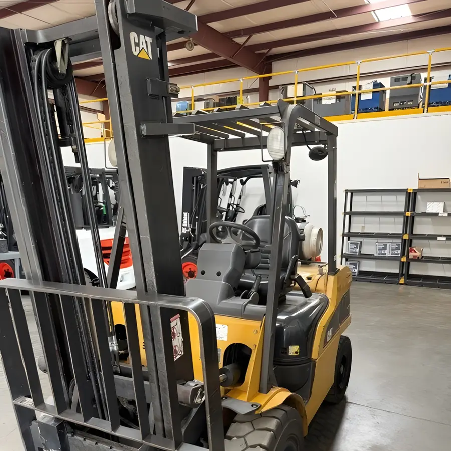 Used Cat LP forklift, front three-quarter view